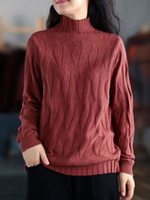 Women Retro High Neck Pullover Sweater