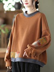 Splicing Collision Color Round Neck Sweatshirt