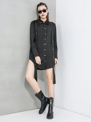 Solid Color Cropped Button Decoration Shirt