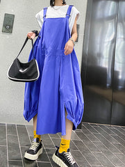 Loose Solid Color Slimming Suspender Dress