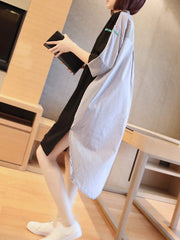 Original Striped Round-Neck Shirt Dress