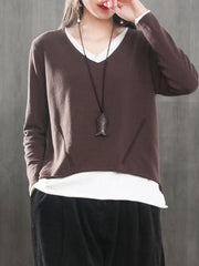 5Color Comfortable Cotton Split-Joint Tops