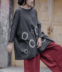 Women Round Neck Tie Dye Loose Pullover T-Shirt