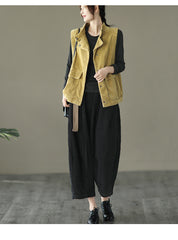 Women Retro Elastic Waist Loose Casual Pants