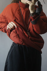 Retro Loose Color-Block Cotton Sweatshirt
