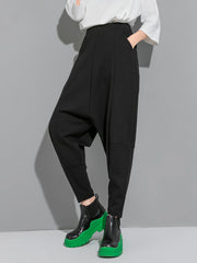 Minimalist Cool Roomy Elasticity Pure Color Casual Harem Pants Bottoms