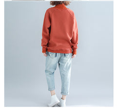Women Simple High Neck Pullover Sweatshirt