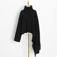 Ladies Pullover High Neck Simple Loose Casual Sweater