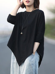 Round Neck Cropped Long Sleeves T-Shirt
