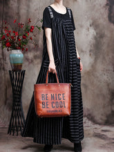 Striped Stitching Pocket Suspender Dress