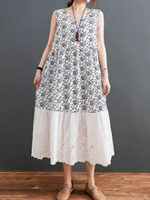 Ethnic Style Loose Stitching Printed Sleeveless Dress