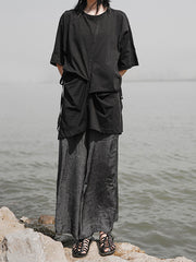 Women Solid Color Round Neck Casual Short Sleeve T-Shirt