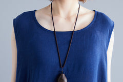 Sleeveless Printed Stitching Loose Casual Dress