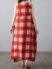 Ethnic Style Color Matching Loose Sleeveless Dress