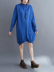 Women Simple Pure Color Knitted Dress