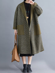 Mid-Length Lapel Single-Breasted Woolen Coat