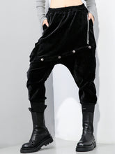 Women Zipper Elastic Waist Casual Pants