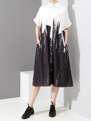 Casual Flower Print Lapel Shirt Dress