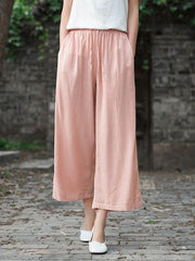 Ramie Cotton Loose Straight Wide-Leg Pants