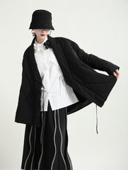 Casual Lozenge Latched Fastener Coat