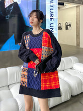 Vintage Color Block Loose Sweater