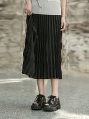 Roomy Pleated Pure Color Skirts Bottoms