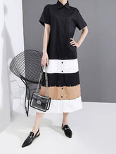 Loose Split-Joint Color Layered Long Dress