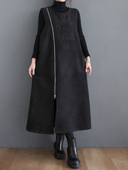 Women High Collar Color Matching Casual Bottoming Dress