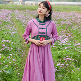 Ethnic Embroidered Waisted Midi Dress