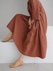 Loose Solid V-Neck Maxi Dress