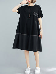 Original Split-Joint Round-Neck Dress