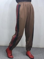 Loose Spliced Color Velvet Casual Pants