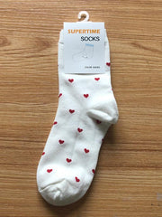 Peach Heart Print Cotton Socks