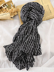 Pleated All-Match Shawl Striped Plaid Scarf