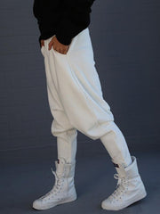 White Simple Harem Pants