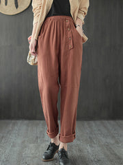 Casual Solid Empire Capri-Pants Bottoms