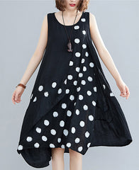 Irregular Print Pocket Stitching Loose Dress