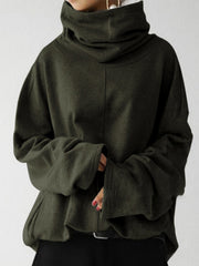 Casual Turtleneck Solid Color Long Sleeve Sweatshirt