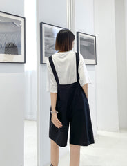 Loose Wide Leg Solid Overalls Pants