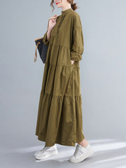 Loose Solid Color Long Sleeve Maxi Dress
