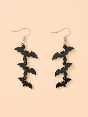 Black Bat Long Earrings