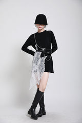 Round-Neck Embroidered Mini Dress