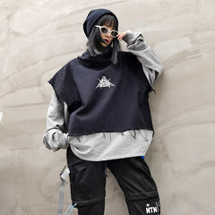 False Two Letter Printed Sweatshirt