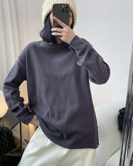 Simple And Loose Solid Color Slit T-Shirt Top