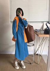 Casual Shawl Shirt Dress Single Breasted Maxi Dress