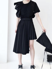 Cropped Designed Pleated Skirt