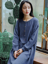 Loose Vintage Solid Color Dress