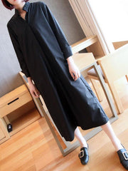 Loose Solid Color Mid-Length Shirt Dress