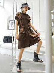 Original Drawstring Elasticity Waist Sleeveless Jumpsuits