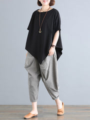 Loose Solid Color Irregular T-Shirt